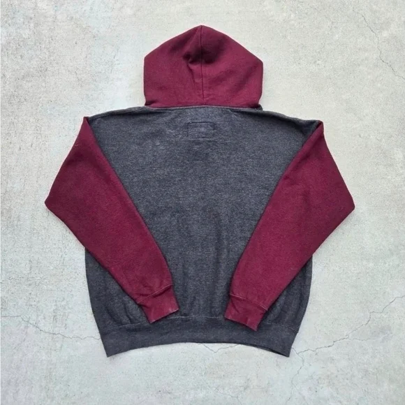 Red and Gray Collegiate Sweatshirt with Hood - Picture 5 of 5